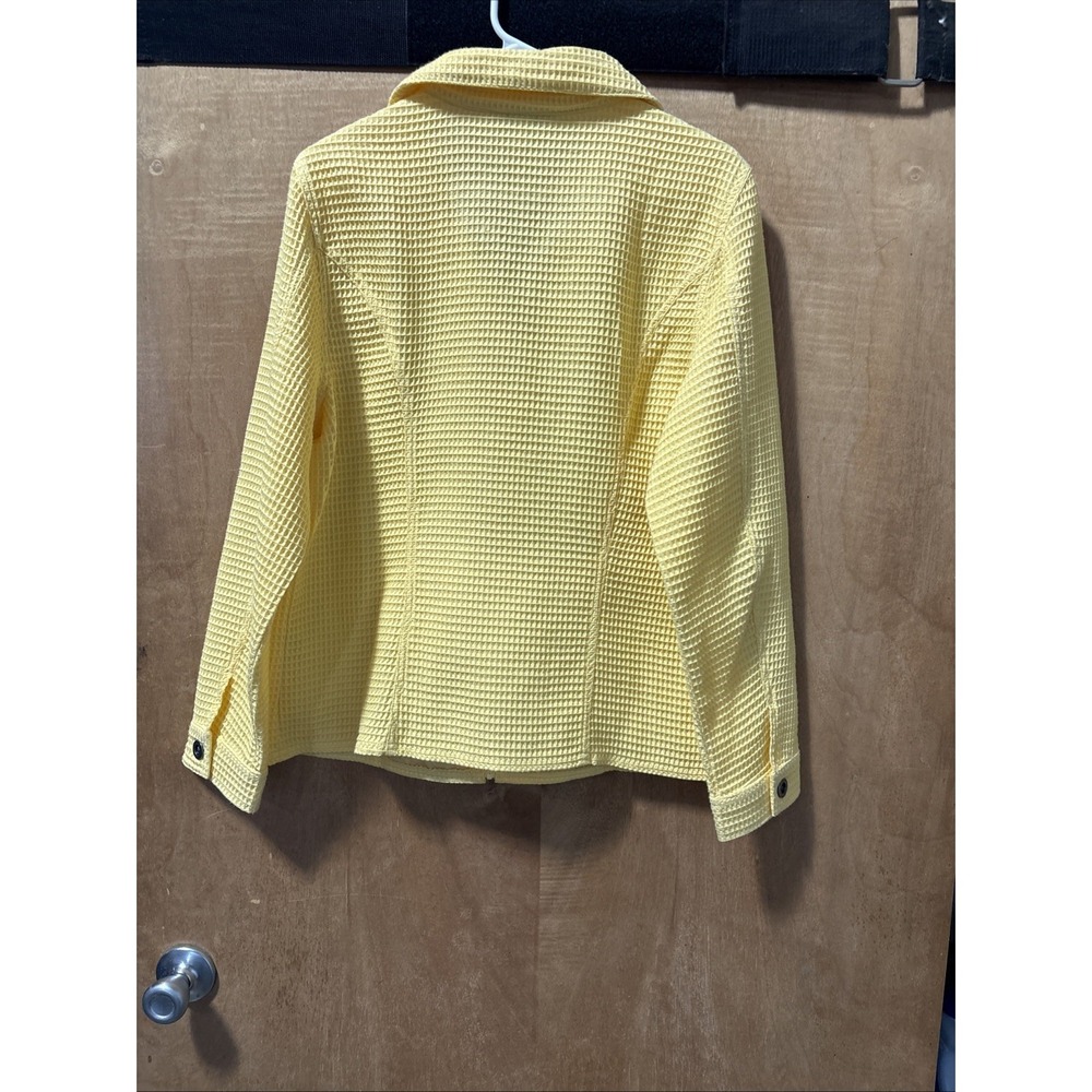 CHRISTOPHER & BANKS WOMEN'S YELLOW COTTON WAFFLE WEAVE CASUAL JACKET SIZE Large - Picture 5 of 12